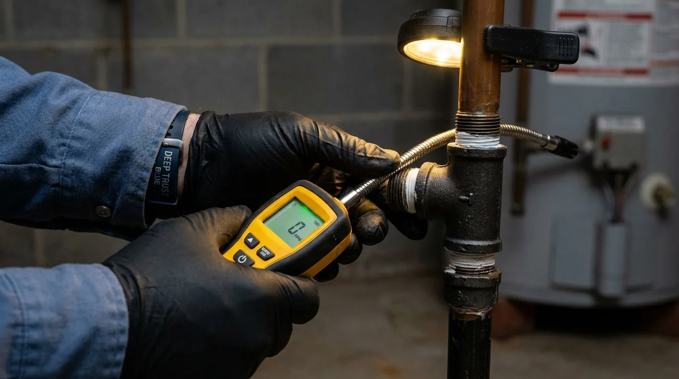 Gas leak detection with electronic sniffer by Johns Plumbing LLC in Woburn