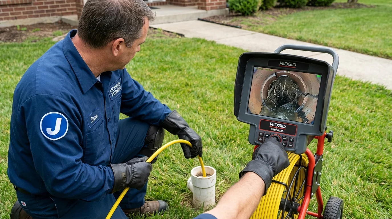 Sewer camera inspection being performed by Johns Plumbing LLC in Woburn